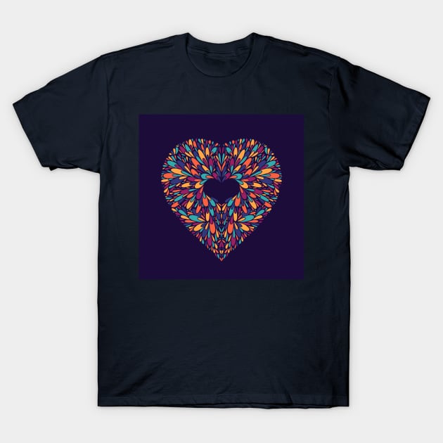 Colorful Blossoming Heart T-Shirt by kallyfactory